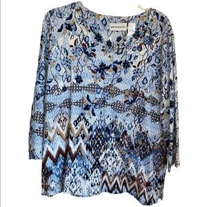 Alfred Dunner Floral & geometrical Embellished Top. Size Large